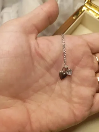 Collar plata corazón y circonita