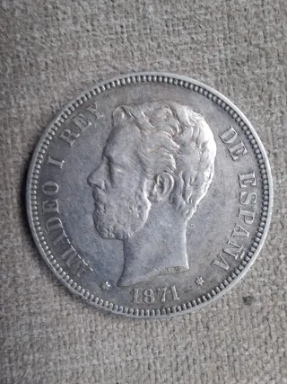 5 ptas Amadeo I Rey de España 1871*71