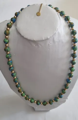 Collar Cuentas de piedras de ceramica enmaltada tr