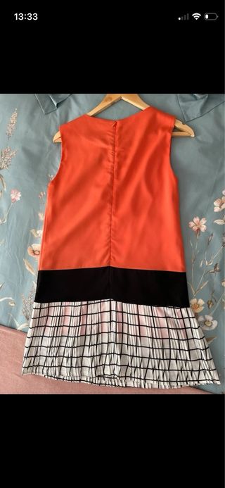 Vestido Kling Talla S Naranja y Blanco