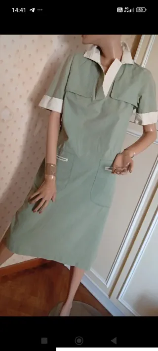 Abito verde salvia e beige tg S