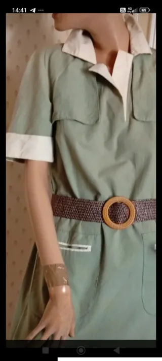 Abito verde salvia e beige tg S