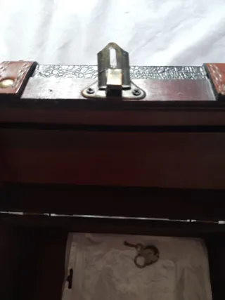 Caja Joyero Madera y Piel Sintética vintage