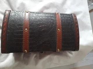 Caja Joyero Madera y Piel Sintética vintage