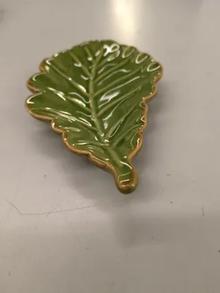 Piattino Foglia Verde Porcellana