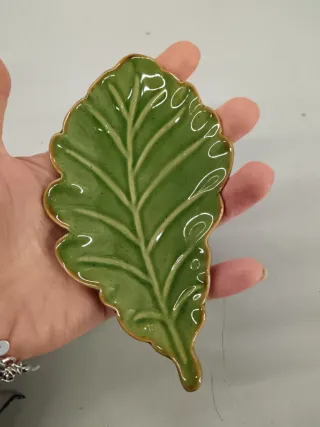 Piattino Foglia Verde Porcellana