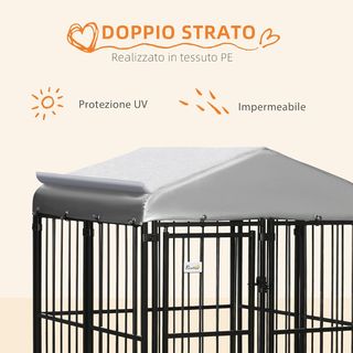 Recinto per Cani di Taglia Piccola e Media, Box per Cani e Galline con Tetto, 122X122X138Cm