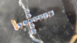 Croce 18 Carati 750 con Pietre Blu