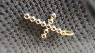 Croce 18 Carati 750 con Pietre Blu