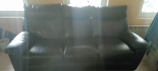 Sofá relax eléctrico 3 plazas piel negro