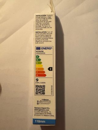 Bombilla LED R7S 118mm GSC 9W Fría