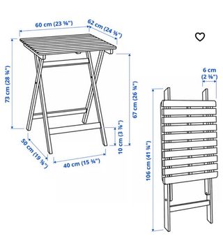 Conjunto de Mesa y Silla Plegables Madera IKEA