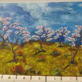 Cuadro óleo hombre y perro