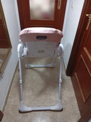 Trona bebé rosa y blanco