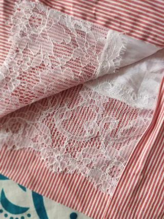 Falda El Caballo Rayas Coral y Blancas