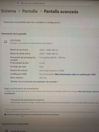 Monitor Asus Gaming 27” QHD 180hz