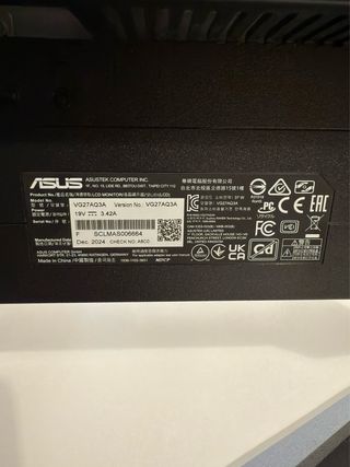 Monitor Asus Gaming 27” QHD 180hz