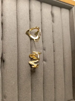 Anillo Corazón y Ondulado Dorado