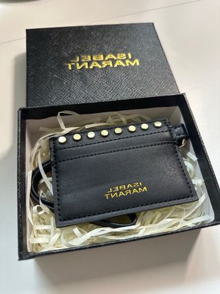 Tarjetero Isabel Marant Negro con Tachuelas Dorada