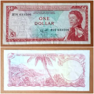Billete 1 Dólar Caribe Oriental 1965
