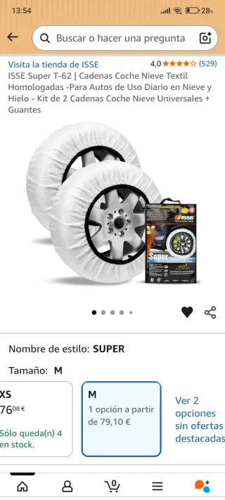 Cadenas textiles para nieve ISSE Talla 62