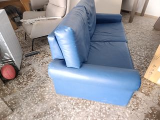 Sofá 3 y 2 plazas polipiel azul