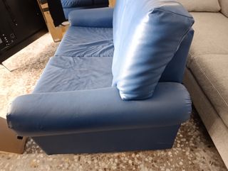 Sofá 3 y 2 plazas polipiel azul