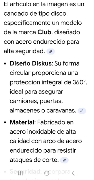 Candado Disco Club Acero Inoxidable