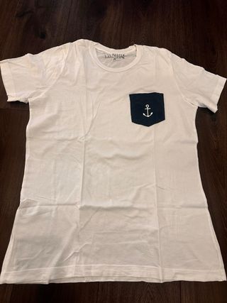 Camiseta blanca con bolsillo ancla Talla M