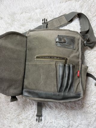 Diesel 90s Vintage Messenger Bag Y2K Grey Canvas
