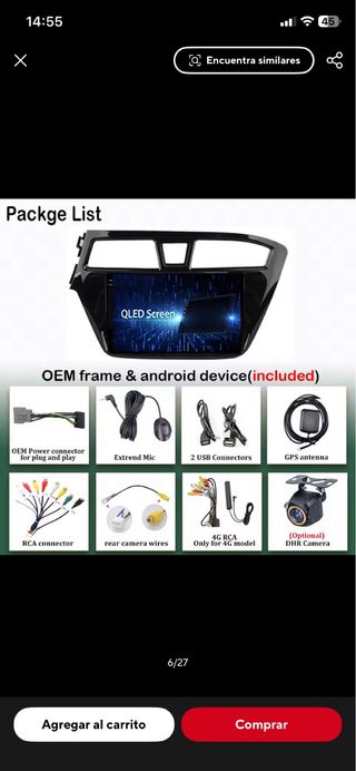 Pantalla 9” Hyundai i20 II GB 2014-2018