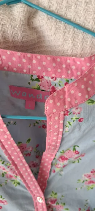 Camisa floral algodón manga 3/4