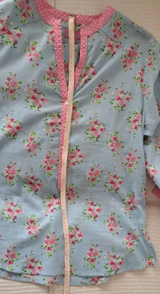 Camisa floral algodón manga 3/4