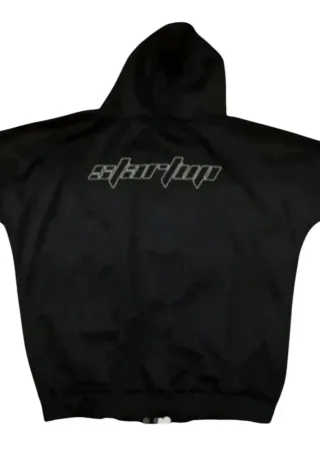 Felpa lucida con cappuccio e dettagli argento