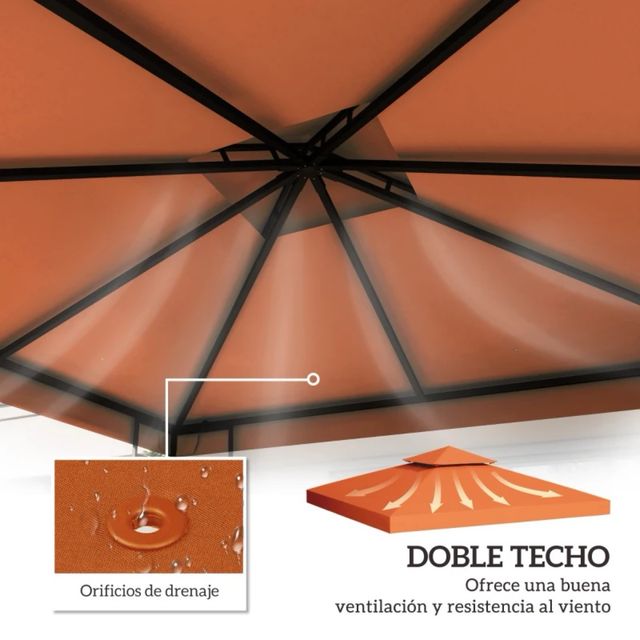 Techo de repuesto para cenador 3x3m Naranja