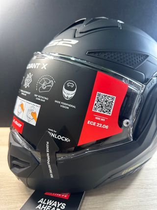 LS2, Casco Modular Moto ADVANT X Sólido Negro Mate, XXL