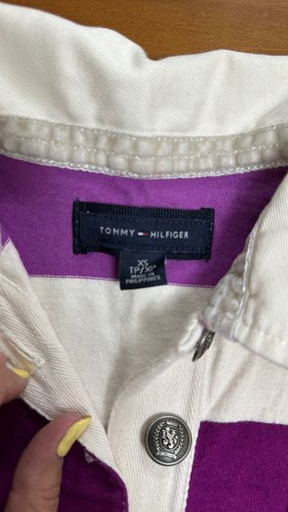 Polo Tommy Hilfiger Rayas Morado Blanco