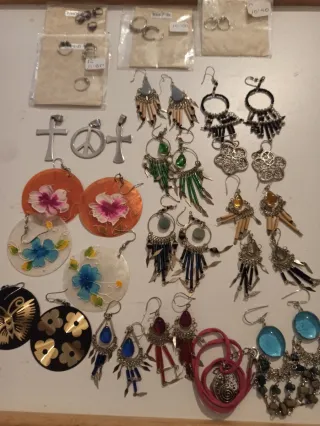 Gran lote bisutería étnica plata y multicolor