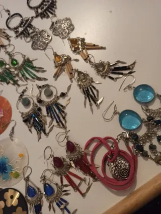 Gran lote bisutería étnica plata y multicolor