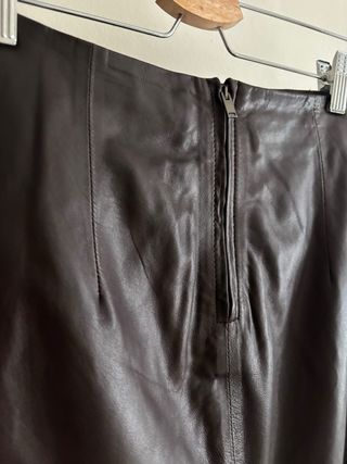 Falda Zara Piel Napa Marrón