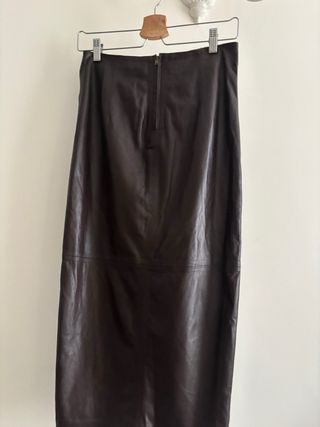 Falda Zara Piel Napa Marrón