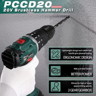 POSENPRO Taladro Percutor a Bateria 20V, Sin Escob