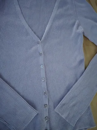 Jersey canalé cuello pico violeta