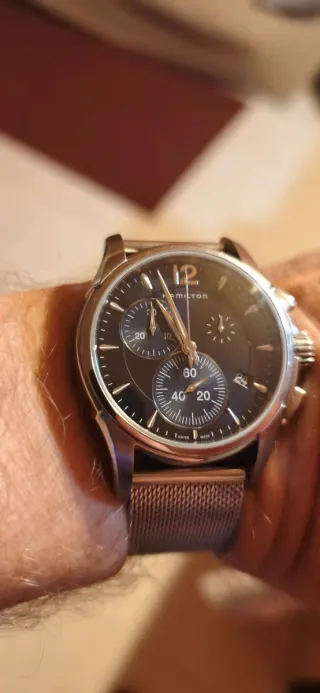 Reloj Hamilton Cronógrafo Negro y Plateado