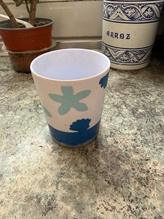 Set de baño azul y blanco