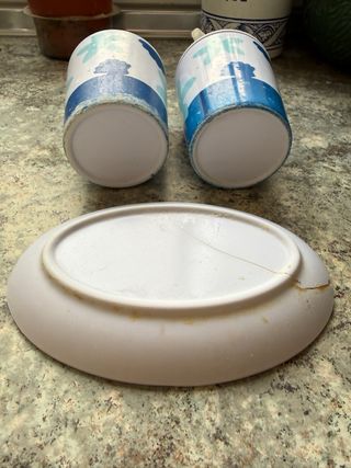 Set de baño azul y blanco