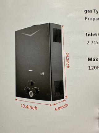 Calentador Gas Butano 18L Negro