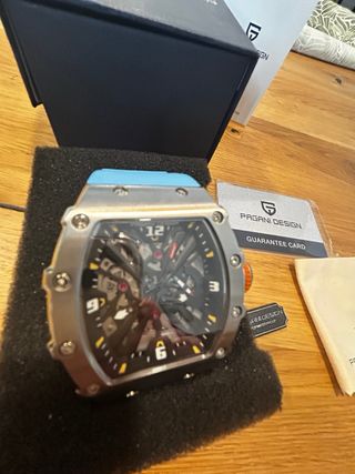 Reloj Pagani Design Esqueleto Azul/Plata