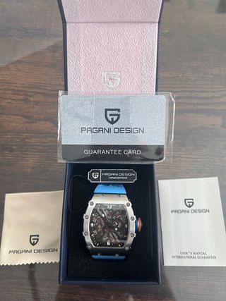 Reloj Pagani Design Esqueleto Azul/Plata
