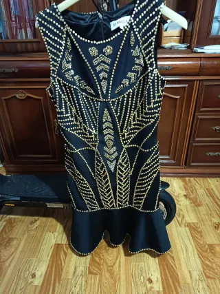 Vestido fiesta Bambola negro y dorado